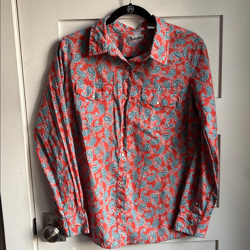 Wrangler Rd/Orange and Blue Paisley Shirt